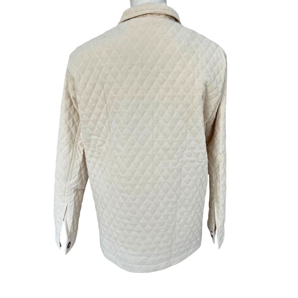 Diamond Quilted Corduroy Button-Up Jacket in Ecru - Picture 10 of 16